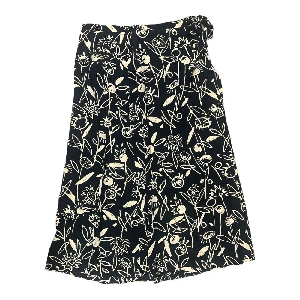 Linda Allard Ellen‎ Tracy Full Wrap Maxi Skirt 100% Silk Size 4 EF2